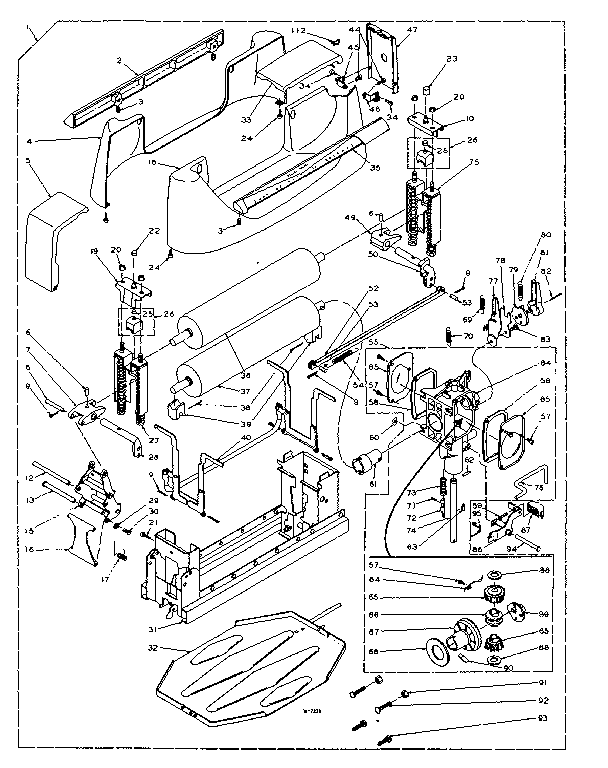 Kenmore 1106102711 wringer and wringer gear case assembly diagram