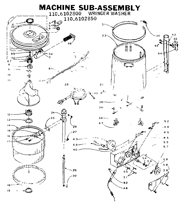Kenmore 1106102850 machine sub-assembly diagram