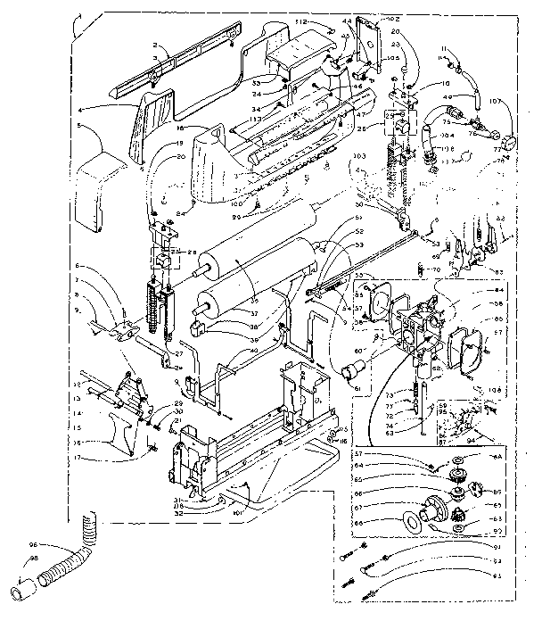 Kenmore 1106102850 wringer and wringer gear case assembly diagram