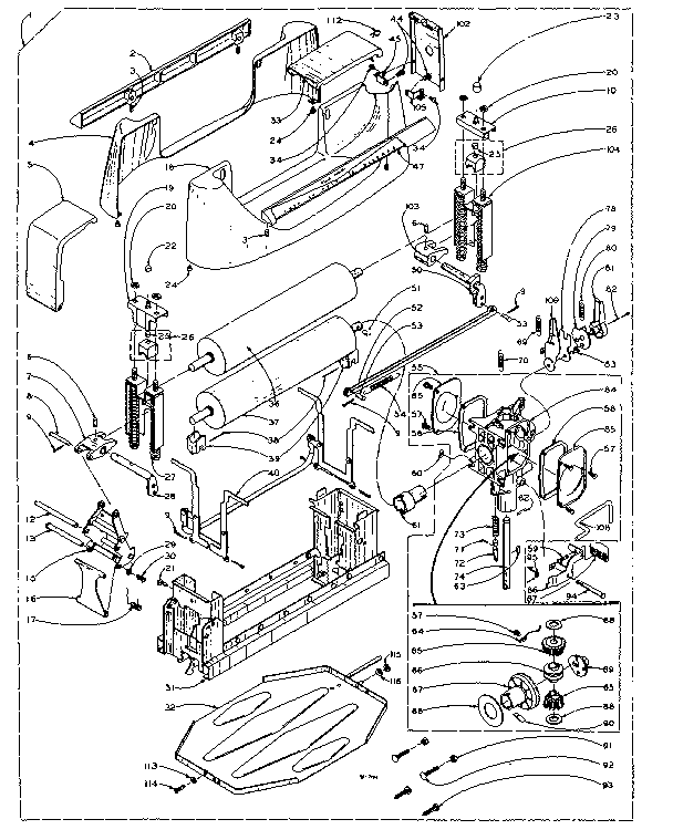 Kenmore 1106102802 wringer and wringer gear case assembly diagram