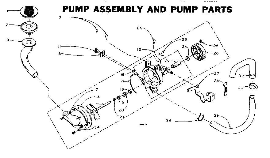 Kenmore 1106102802 pump assembly and pump parts diagram