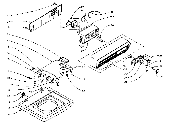 Kenmore 1106104200 top and console assembly diagram