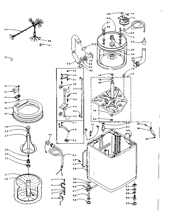 Kenmore 1106104200 machine sub-assembly diagram