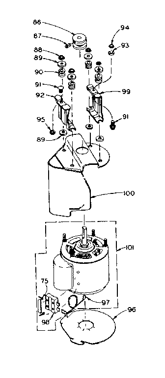 Kenmore 1106104200 motor and attaching parts diagram