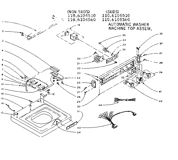 Kenmore 1106105560 machine top assembly diagram