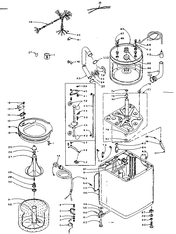 Kenmore 1106115300 machine sub-assembly diagram