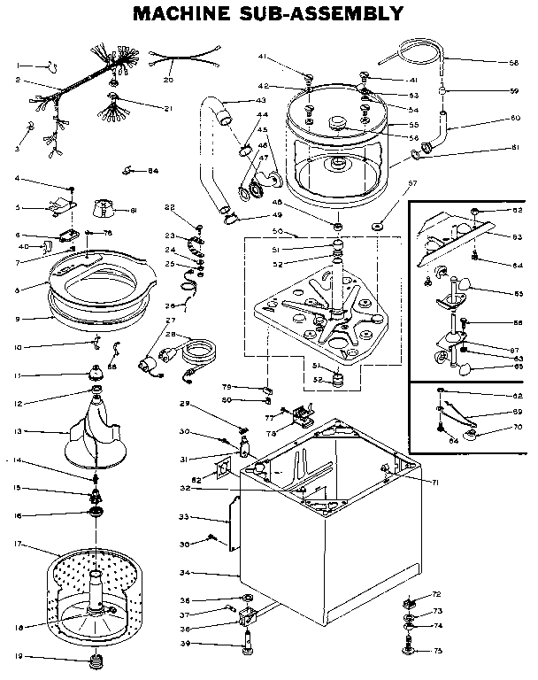 Kenmore 1106115800 machine sub-assembly diagram