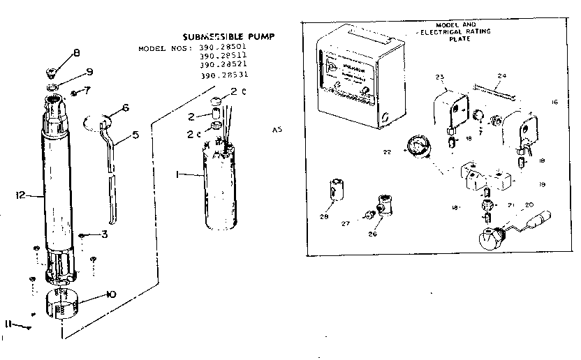 Craftsman 39028501 submersible pump diagram