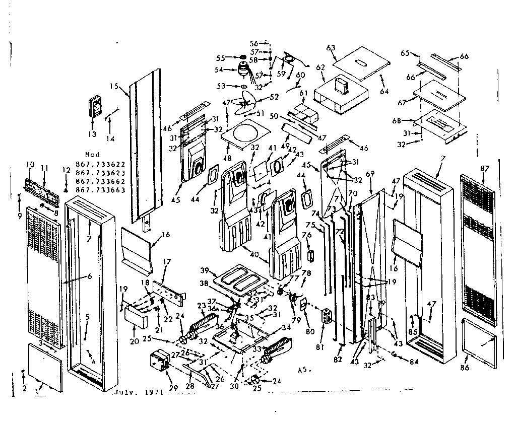 Kenmore 867733663 unit parts diagram