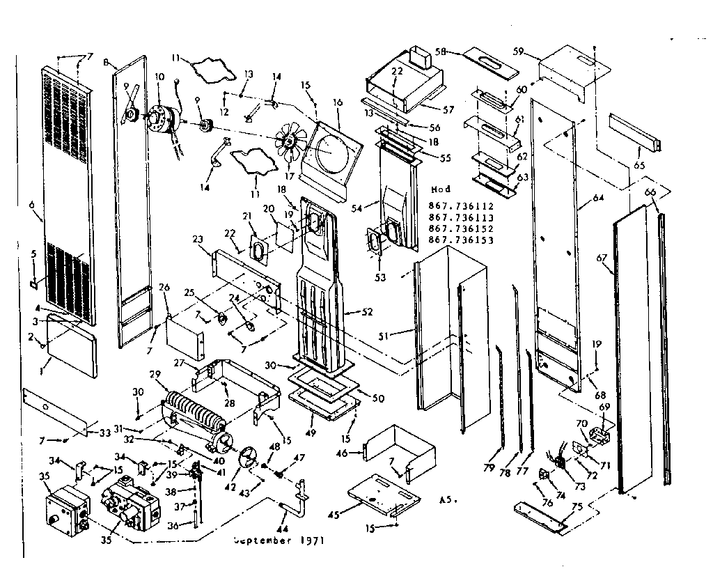 Sears 867736112 unit parts diagram