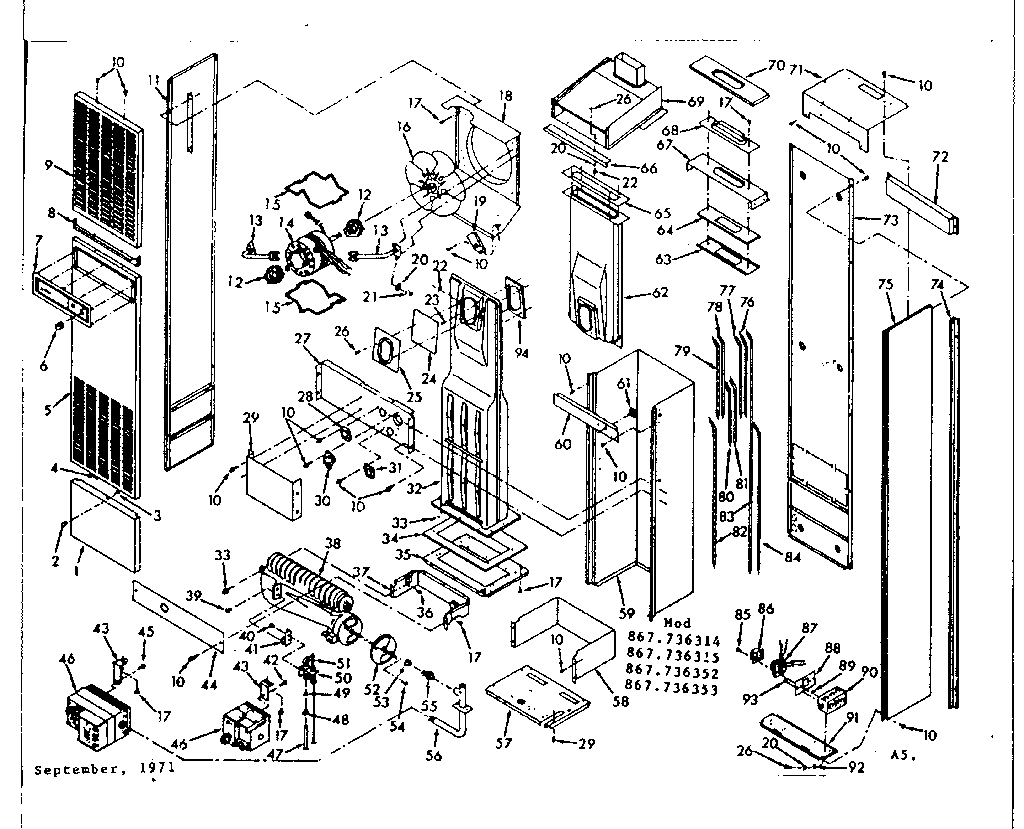 Sears 867736314 unit parts diagram