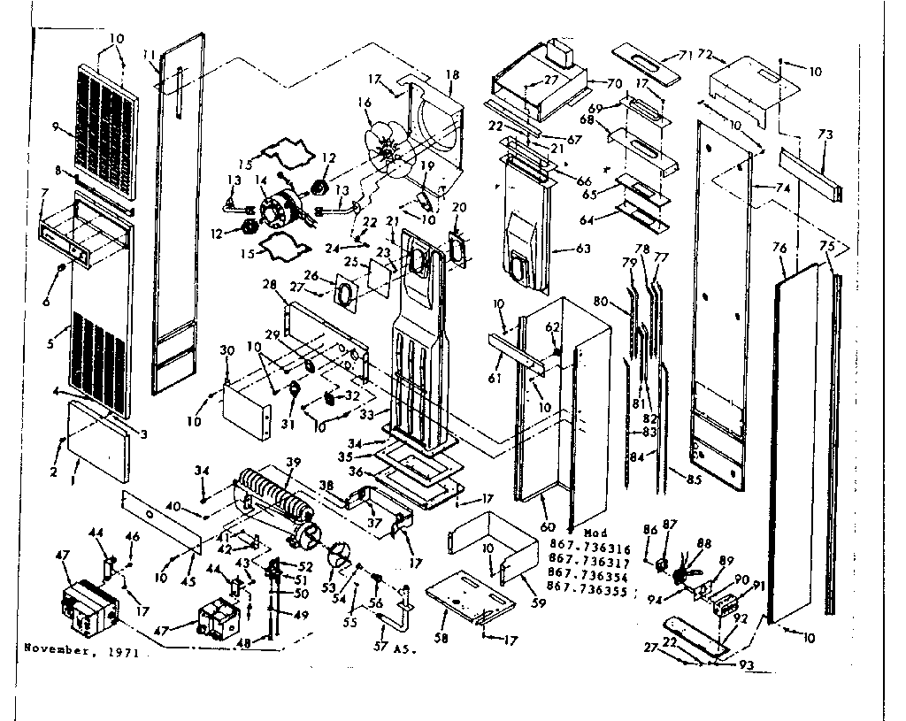 Sears 867736355 unit parts diagram