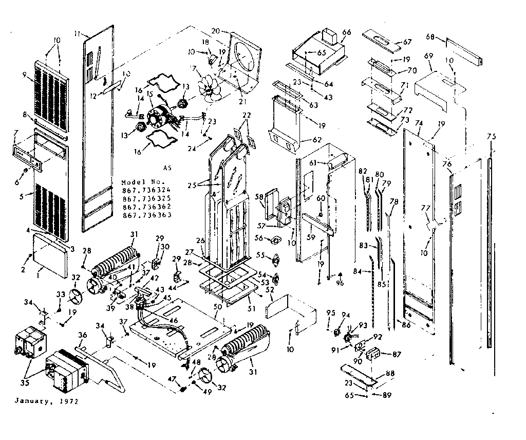 Sears 867736362 unit parts diagram