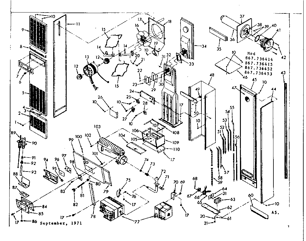 Sears 867736453 unit parts diagram