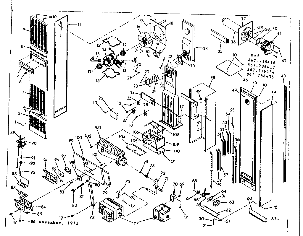 Sears 867736455 unit parts diagram