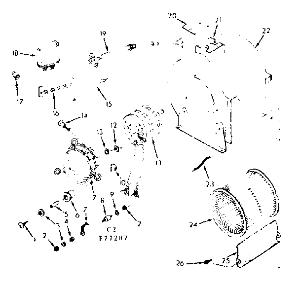 Kenmore 86777287 h-q blower assembly diagram