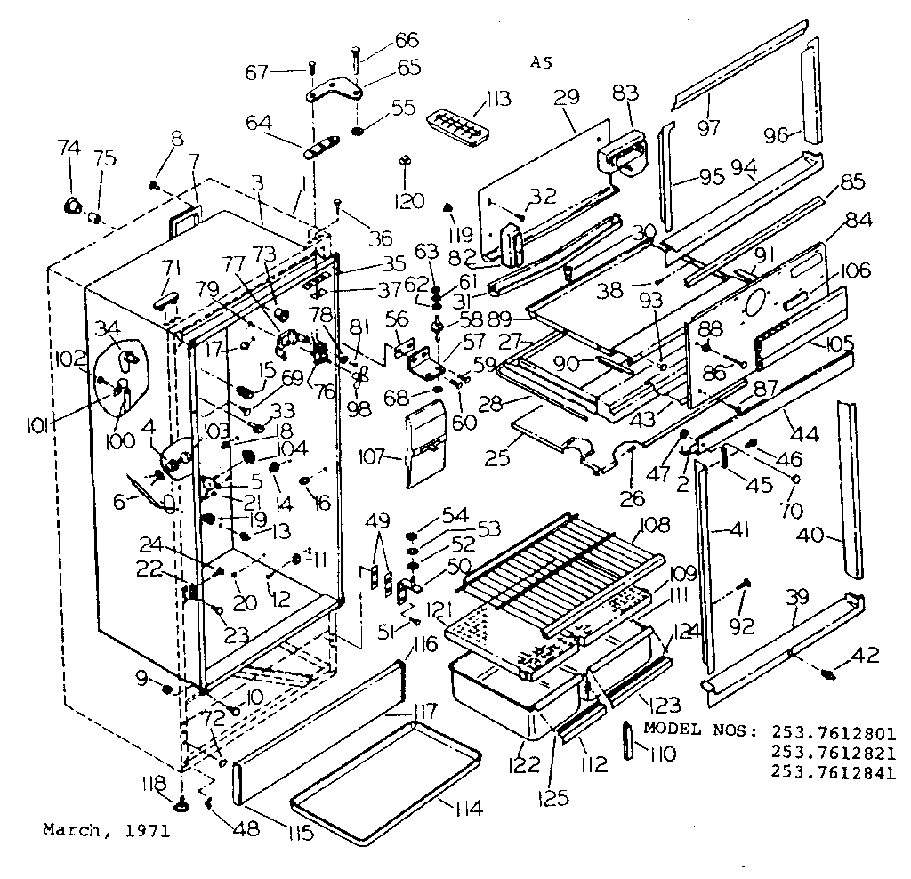 Kenmore 2537612821 cabinet parts diagram