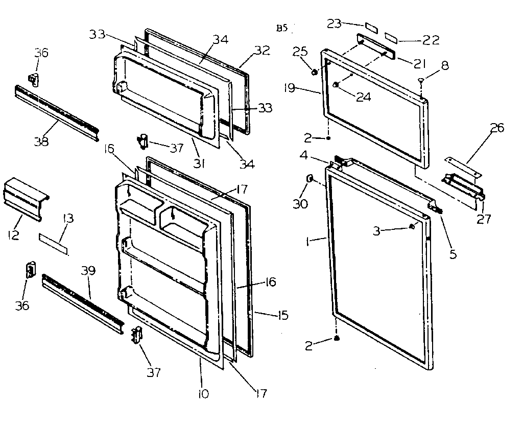 Kenmore 2537612821 door parts diagram