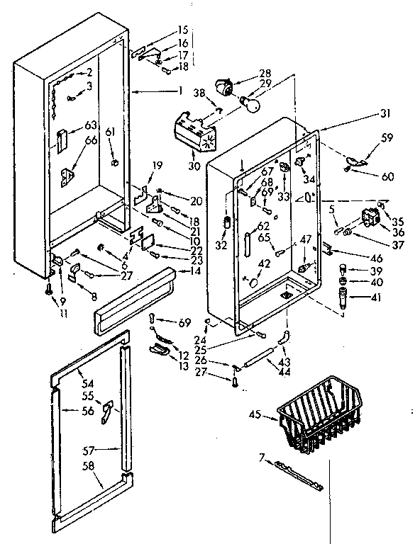Kenmore 106721221 cabinet parts diagram