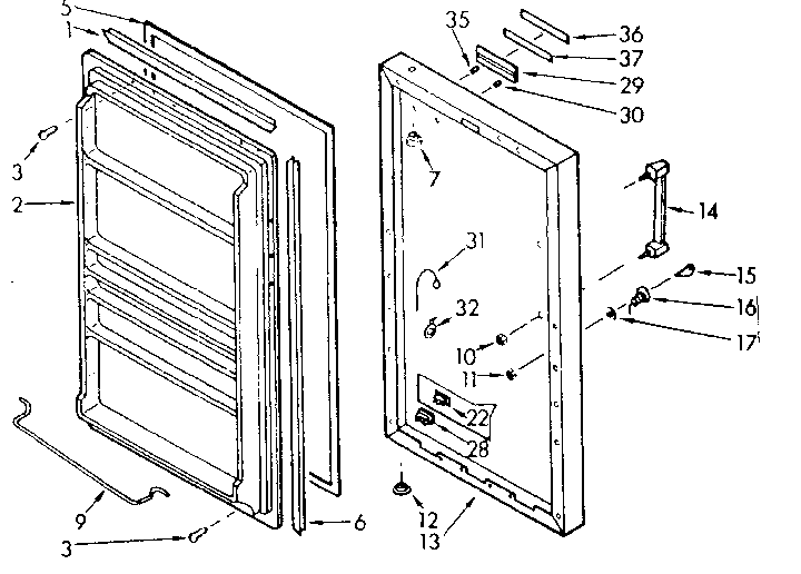 Kenmore 106721221 door parts diagram