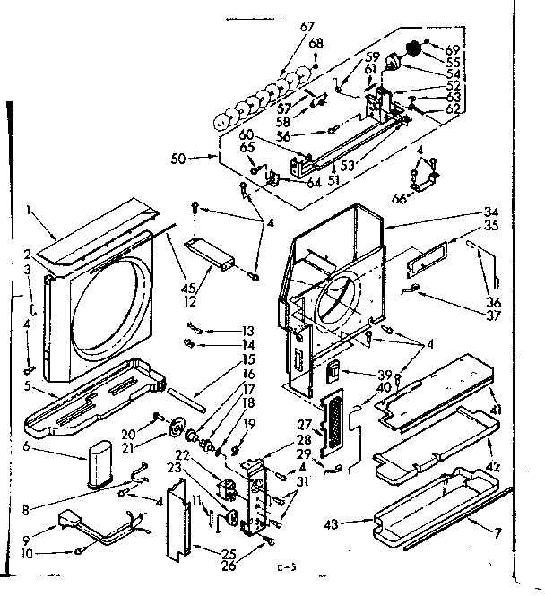 Kenmore 10672810 air flow and control parts diagram