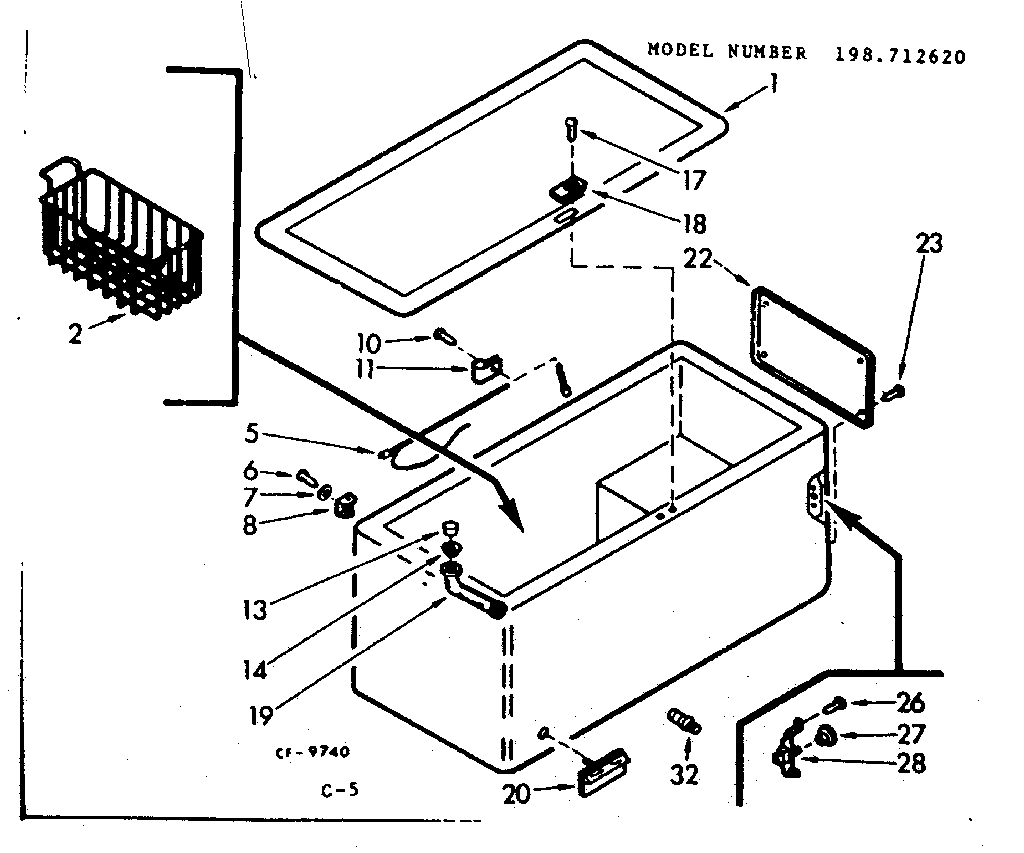 Kenmore 198712620 cabinet parts diagram