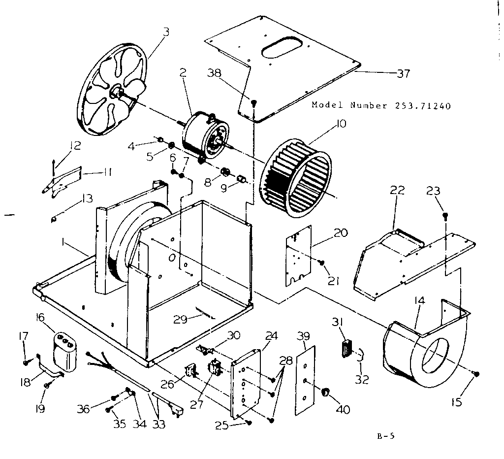 Kenmore 25371240 electrical system & air handling parts diagram