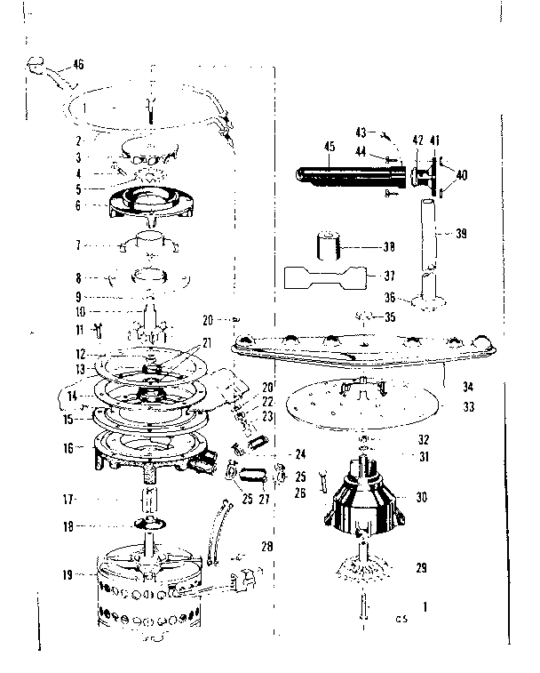 Kenmore 28771790 heater and spray arm details diagram