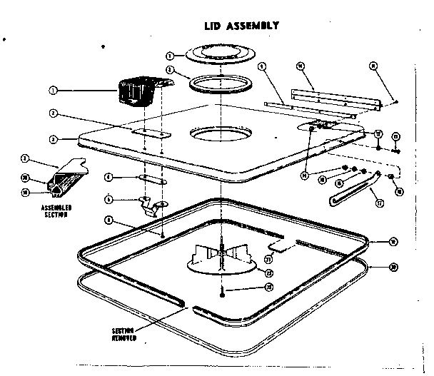 Kenmore 58764552 lid assembly diagram