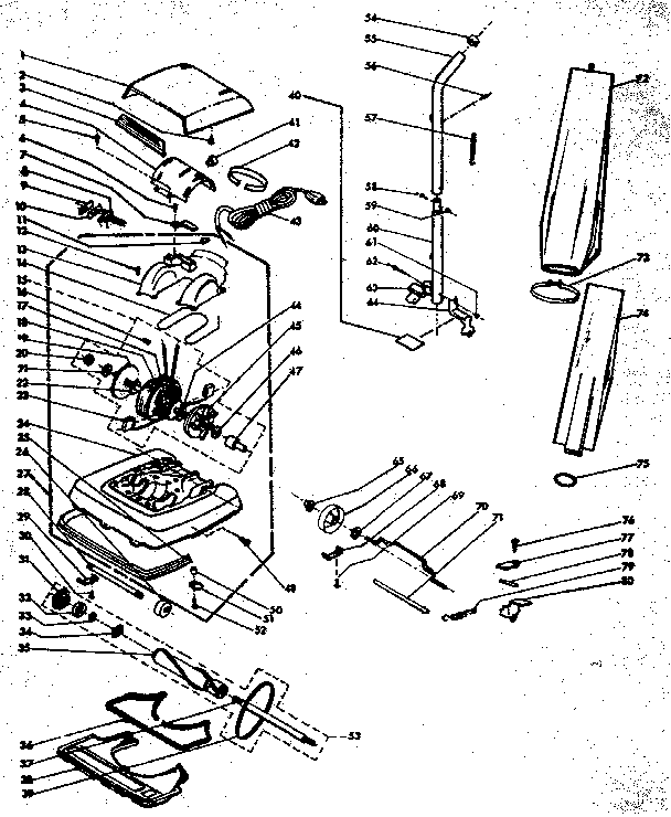 Kenmore 1753040 upright vacuum cleaner diagram