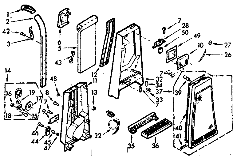 Kenmore 11632800 handle and bag housing diagram