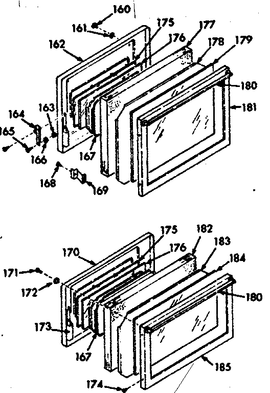 Kenmore 1033247290 full glass oven doors diagram