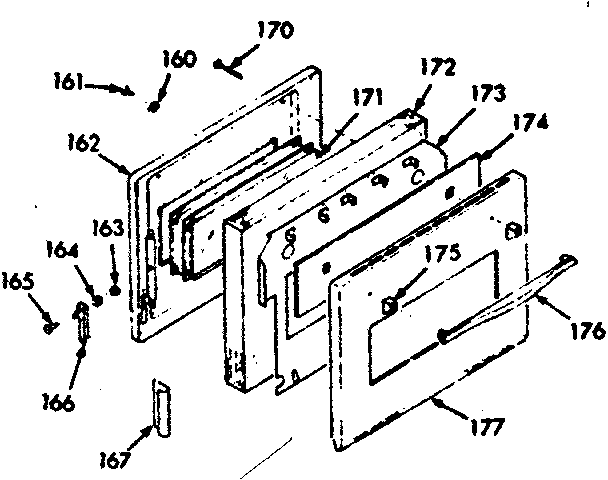 Kenmore 1034227290 oven door section diagram