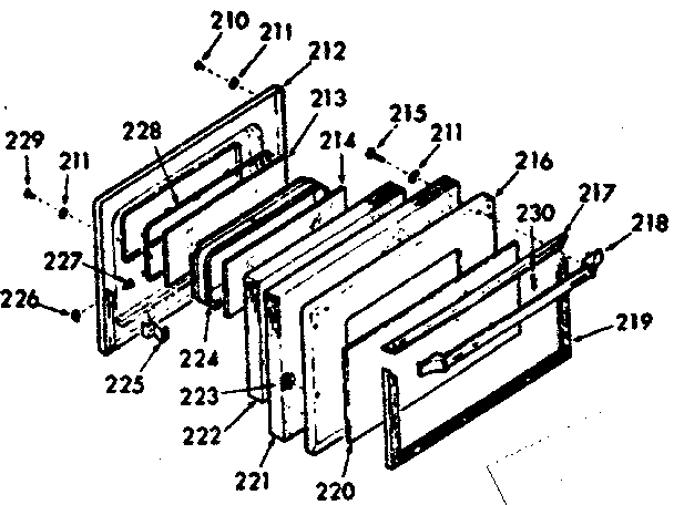 Kenmore 1037187222 oven door section diagram