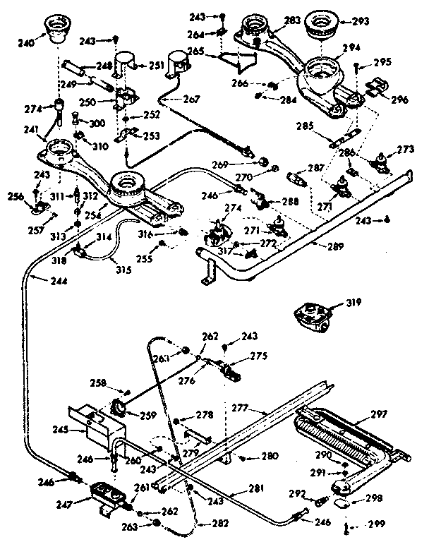 Kenmore 1037187222 burner section diagram