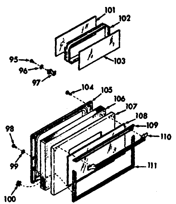 Kenmore 1037267310 oven door section diagram