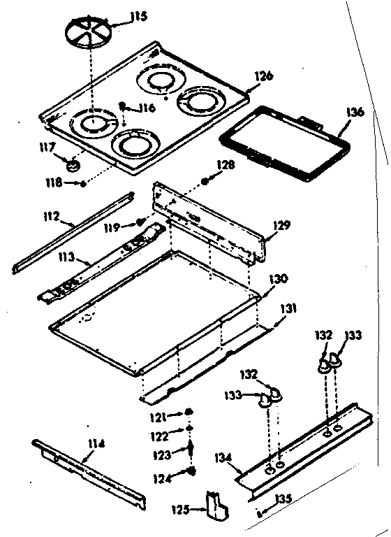 Kenmore 1037267310 main top section diagram