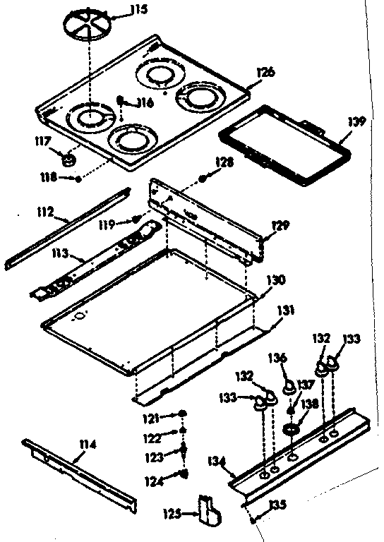 Kenmore 1037287310 main top section diagram