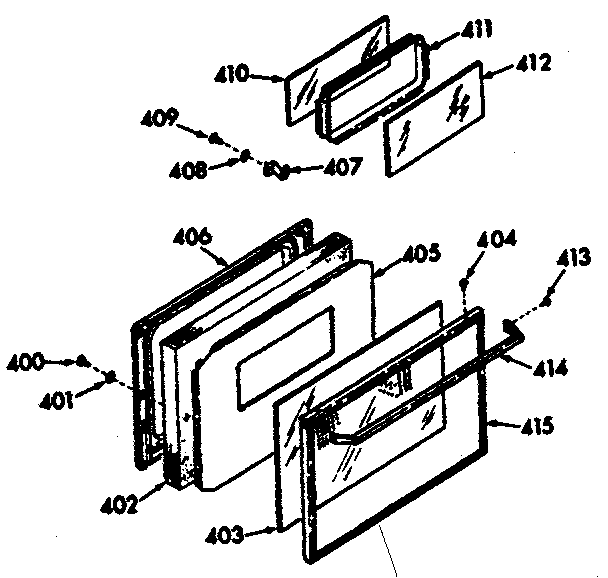 Kenmore 1037287310 oven door section diagram