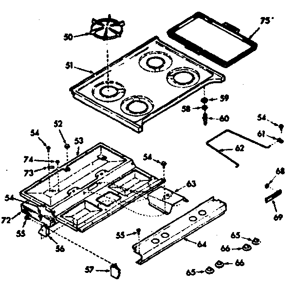 Kenmore 1037337242 main top diagram