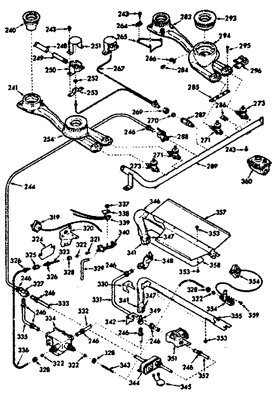 Kenmore 1037337242 burner section diagram