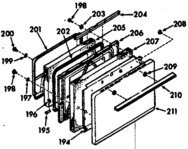 Kenmore 1037357212 oven door section diagram