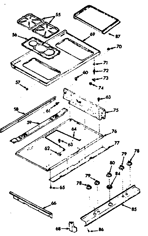 Kenmore 1037427261 main top section diagram
