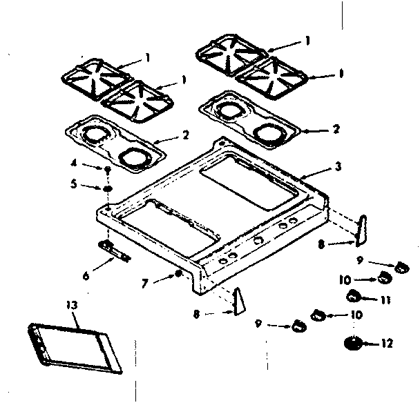 Kenmore 1037707210 main top section diagram