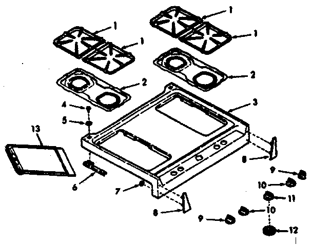Kenmore 1037707310 main top section diagram