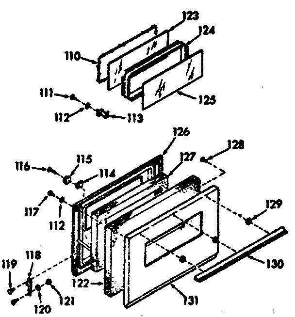 Kenmore 1037717220 lower body oven door section diagram