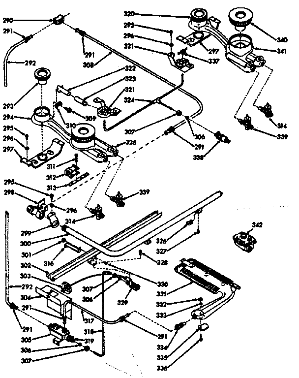 Kenmore 1037717220 lower burner section diagram