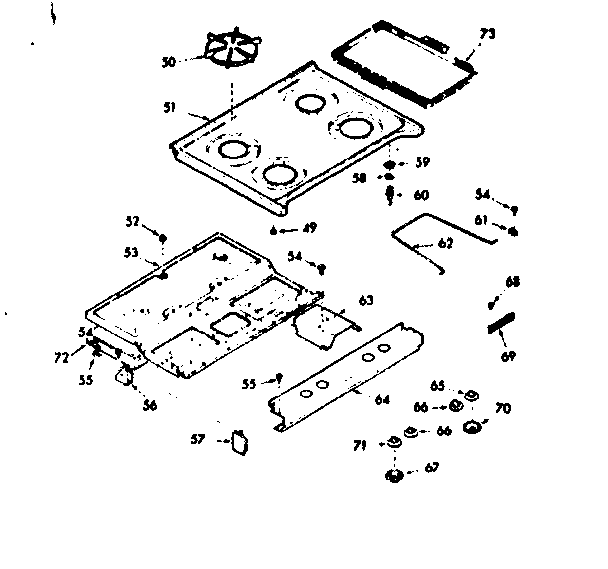 Kenmore 1037747260 main top section diagram