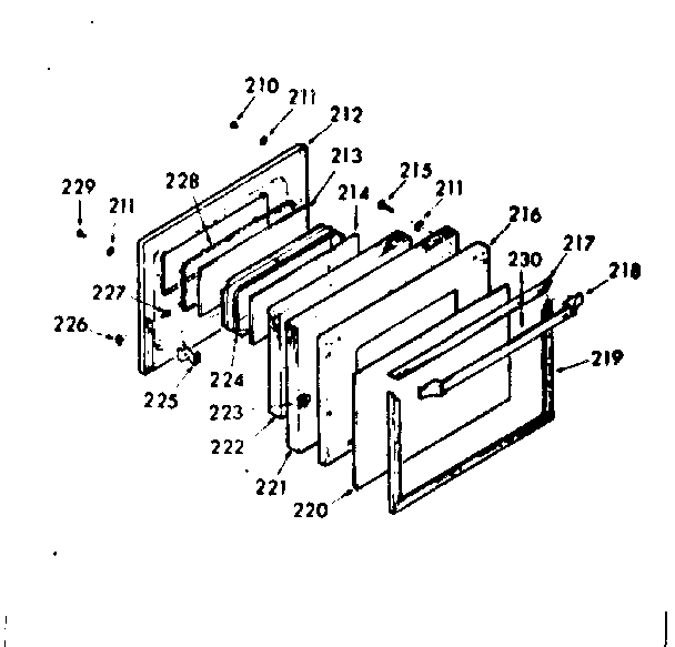 Kenmore 1037747260 oven door section diagram