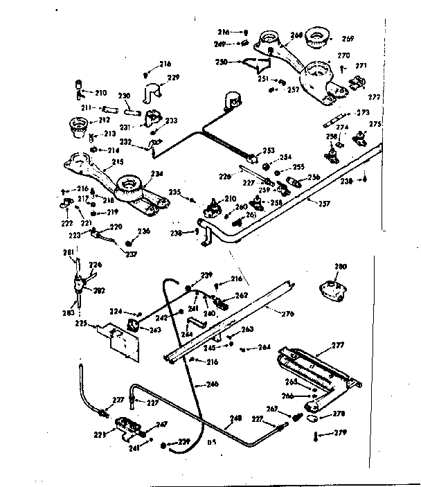 Kenmore 1037747260 lower burner section diagram